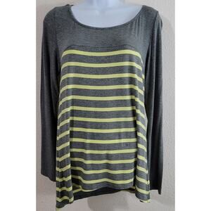 Bordeaux Anthropologie Gray Yellow Striped Hi Low Hem Top Medium Lightweight